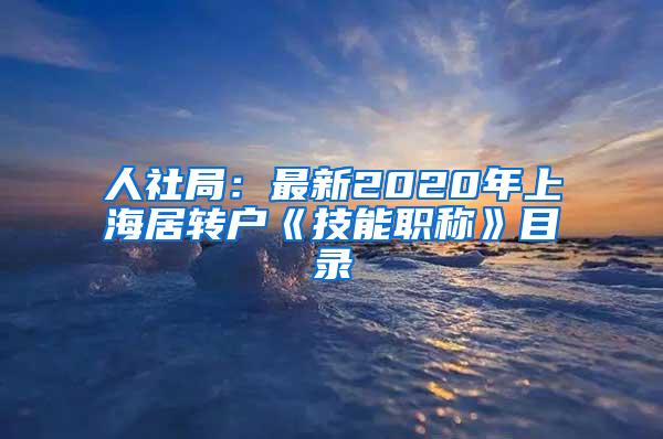 人社局：最新2020年上海居转户《技能职称》目录