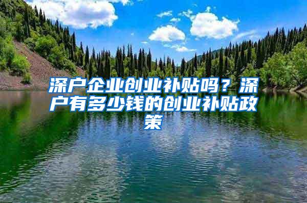 深户企业创业补贴吗？深户有多少钱的创业补贴政策