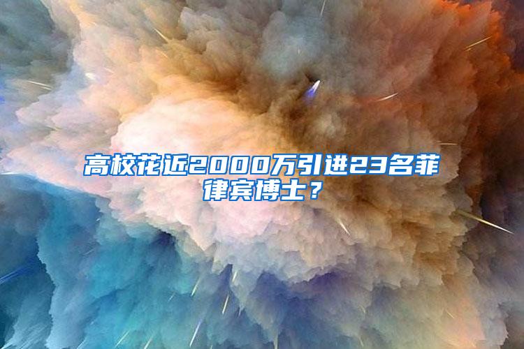 高校花近2000万引进23名菲律宾博士？