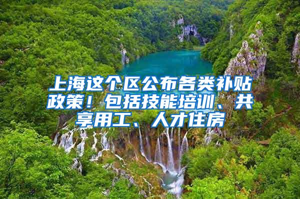 上海这个区公布各类补贴政策！包括技能培训、共享用工、人才住房