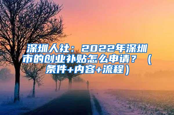 深圳人社：2022年深圳市的创业补贴怎么申请？（条件+内容+流程）