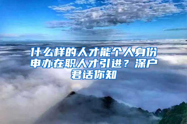 什么样的人才能个人身份申办在职人才引进？深户君话你知