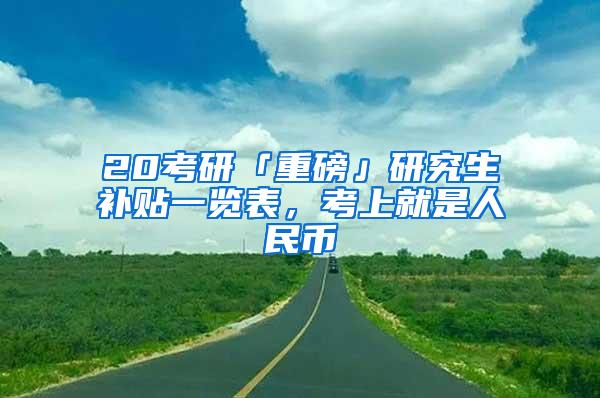 20考研「重磅」研究生补贴一览表，考上就是人民币