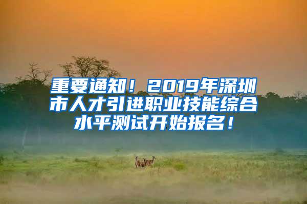 重要通知！2019年深圳市人才引进职业技能综合水平测试开始报名！