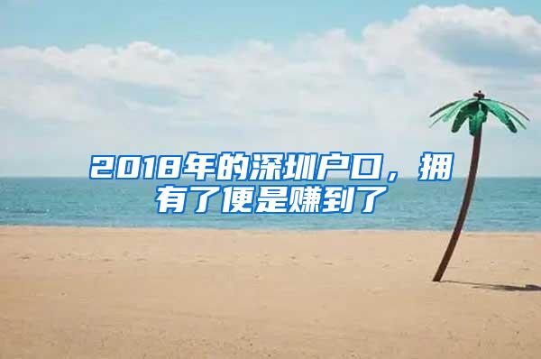 2018年的深圳户口，拥有了便是赚到了