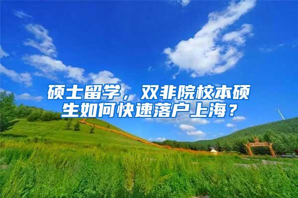 硕士留学，双非院校本硕生如何快速落户上海？