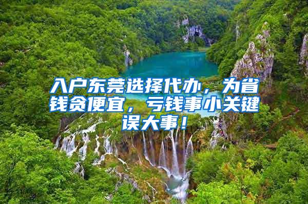 入户东莞选择代办，为省钱贪便宜，亏钱事小关键误大事！