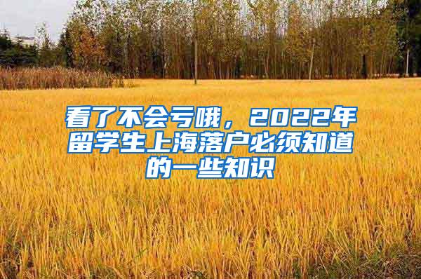 看了不会亏哦，2022年留学生上海落户必须知道的一些知识