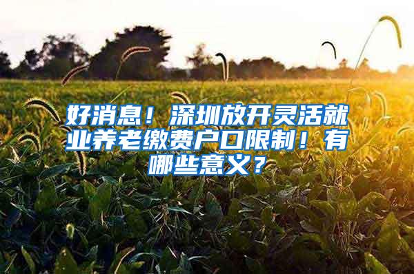 好消息！深圳放开灵活就业养老缴费户口限制！有哪些意义？