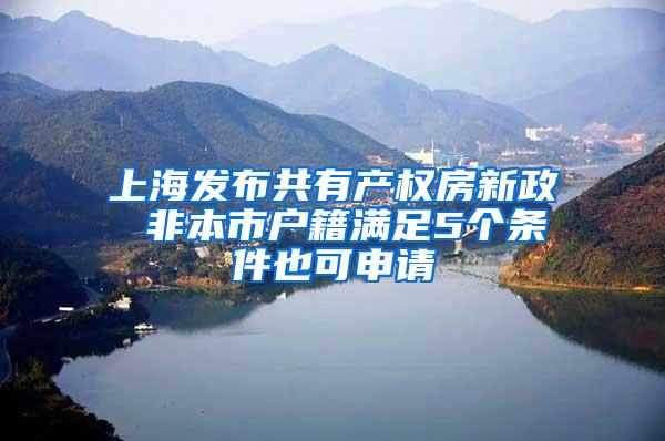 上海发布共有产权房新政 非本市户籍满足5个条件也可申请