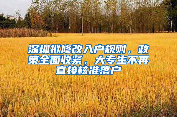 深圳拟修改入户规则，政策全面收紧，大专生不再直接核准落户