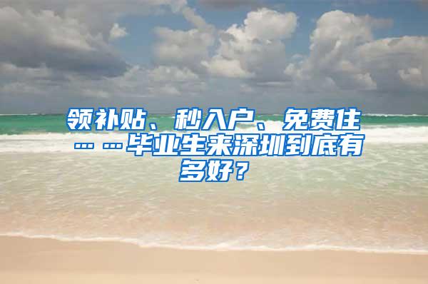 领补贴、秒入户、免费住……毕业生来深圳到底有多好？