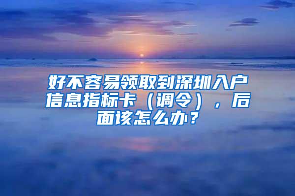 好不容易领取到深圳入户信息指标卡（调令），后面该怎么办？