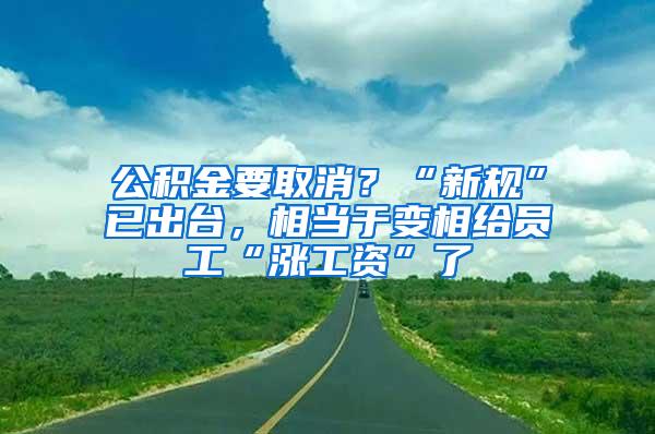 公积金要取消？“新规”已出台，相当于变相给员工“涨工资”了