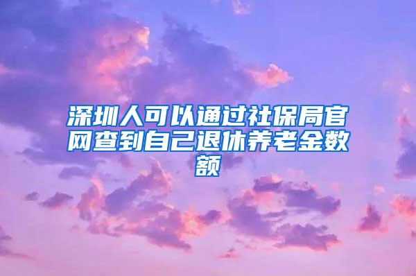 深圳人可以通过社保局官网查到自己退休养老金数额