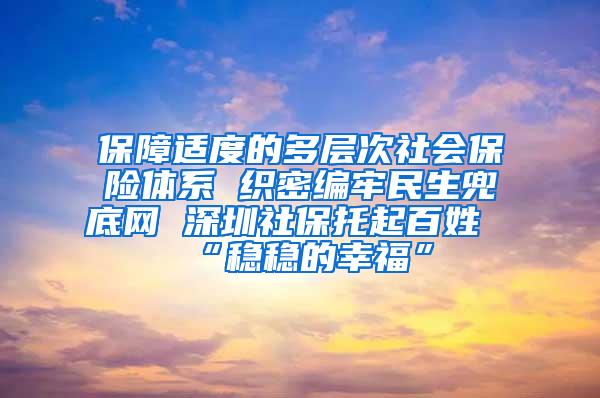 保障适度的多层次社会保险体系 织密编牢民生兜底网 深圳社保托起百姓“稳稳的幸福”