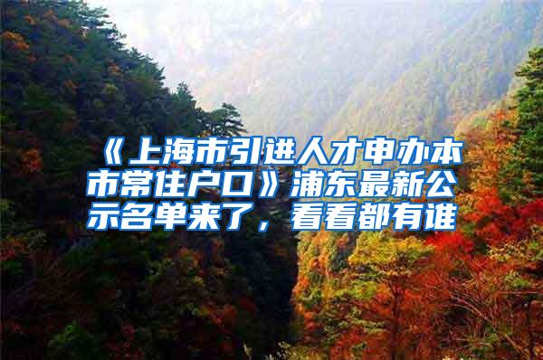 《上海市引进人才申办本市常住户口》浦东最新公示名单来了，看看都有谁