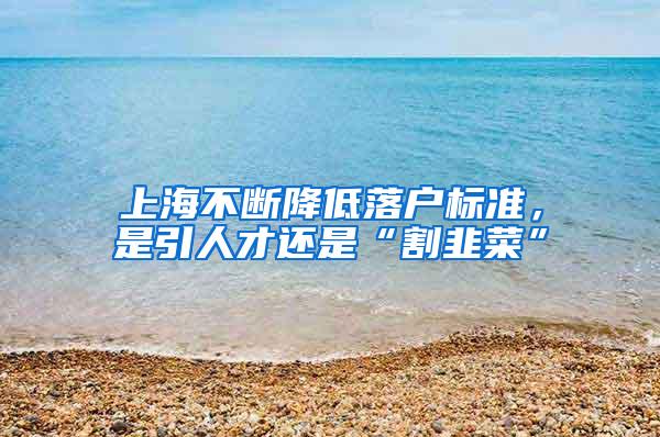 上海不断降低落户标准，是引人才还是“割韭菜”