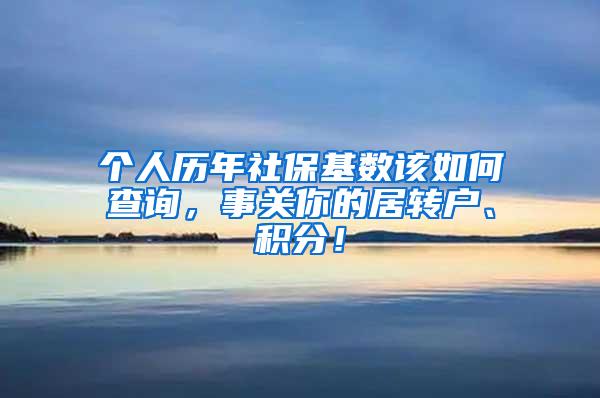 个人历年社保基数该如何查询，事关你的居转户、积分！