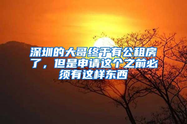 深圳的大哥终于有公租房了，但是申请这个之前必须有这样东西