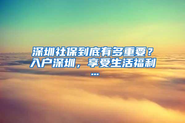 深圳社保到底有多重要？入户深圳，享受生活福利…