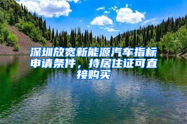 深圳放宽新能源汽车指标申请条件，持居住证可直接购买