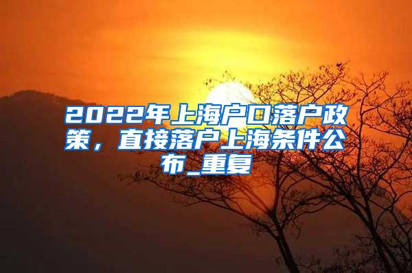 2022年上海户口落户政策，直接落户上海条件公布_重复