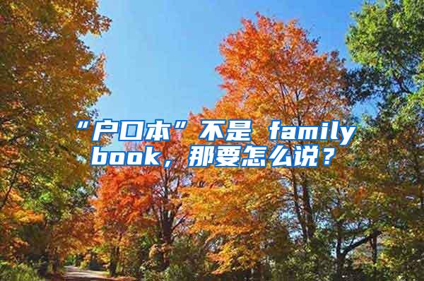 “户口本”不是 family book，那要怎么说？