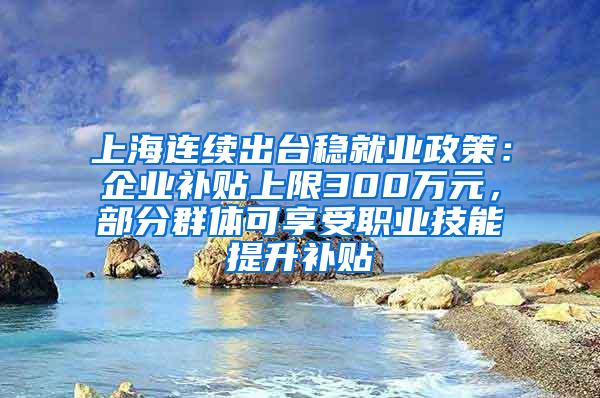 上海连续出台稳就业政策：企业补贴上限300万元，部分群体可享受职业技能提升补贴