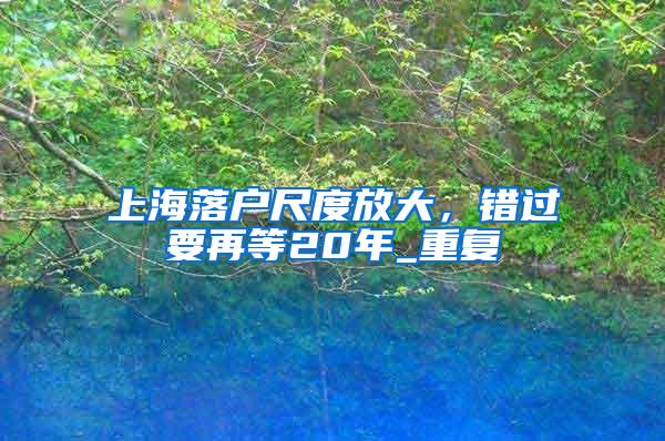 上海落户尺度放大，错过要再等20年_重复