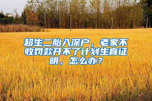 超生二胎入深户，老家不收罚款开不了计划生育证明，怎么办？