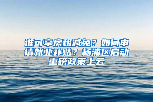 谁可享房租减免？如何申请就业补贴？杨浦区启动重磅政策上云