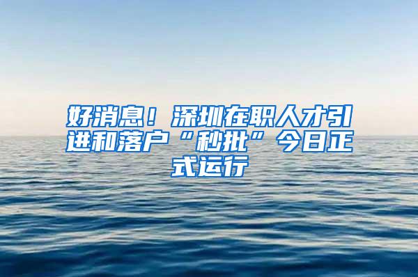 好消息！深圳在职人才引进和落户“秒批”今日正式运行