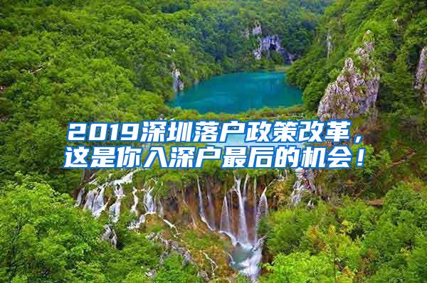 2019深圳落户政策改革，这是你入深户最后的机会！