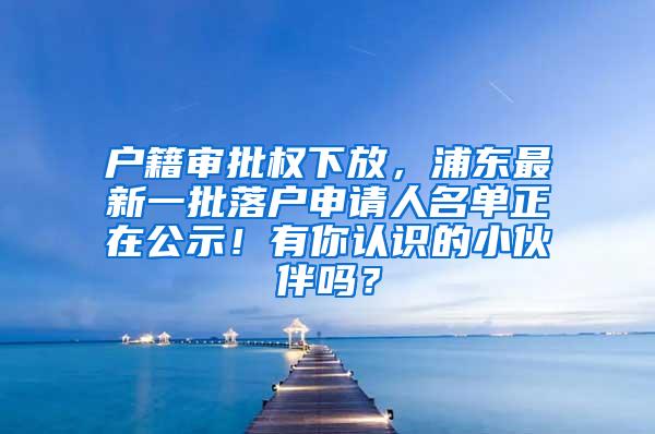 户籍审批权下放，浦东最新一批落户申请人名单正在公示！有你认识的小伙伴吗？