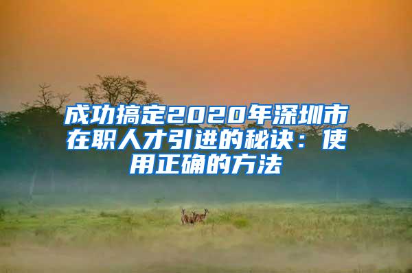 成功搞定2020年深圳市在职人才引进的秘诀：使用正确的方法