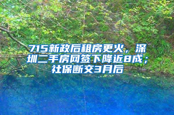 715新政后租房更火，深圳二手房网签下降近8成；社保断交3月后