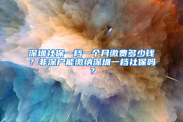 深圳社保一档一个月缴费多少钱？非深户能缴纳深圳一档社保吗？