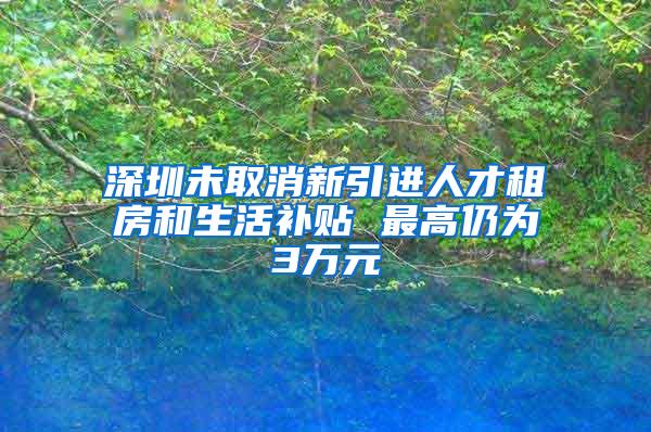 深圳未取消新引进人才租房和生活补贴 最高仍为3万元