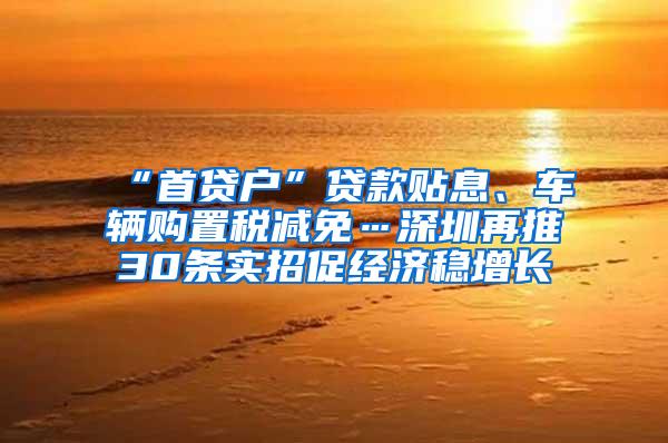 “首贷户”贷款贴息、车辆购置税减免…深圳再推30条实招促经济稳增长