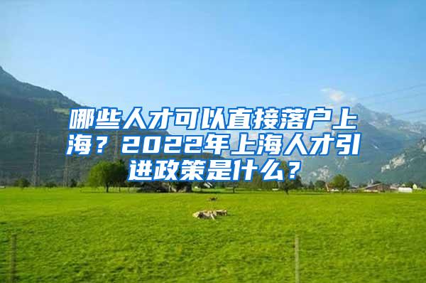 哪些人才可以直接落户上海？2022年上海人才引进政策是什么？