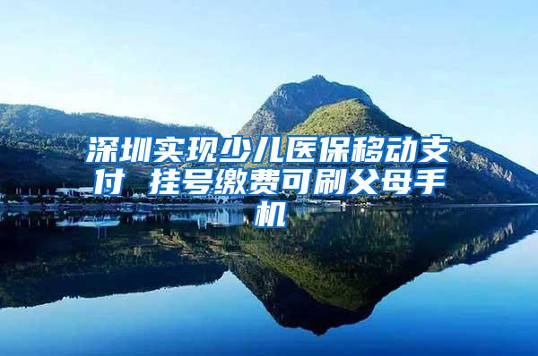 深圳实现少儿医保移动支付 挂号缴费可刷父母手机