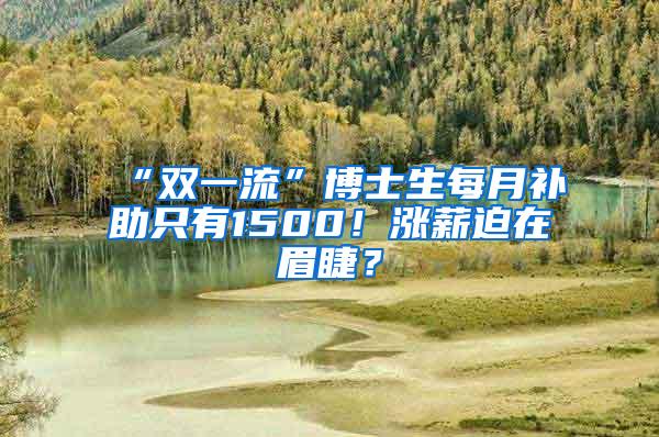 “双一流”博士生每月补助只有1500！涨薪迫在眉睫？