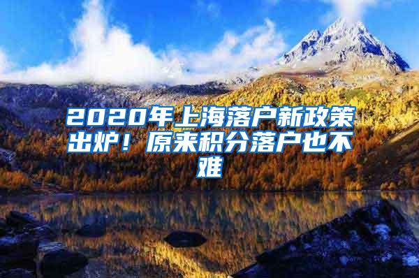 2020年上海落户新政策出炉！原来积分落户也不难