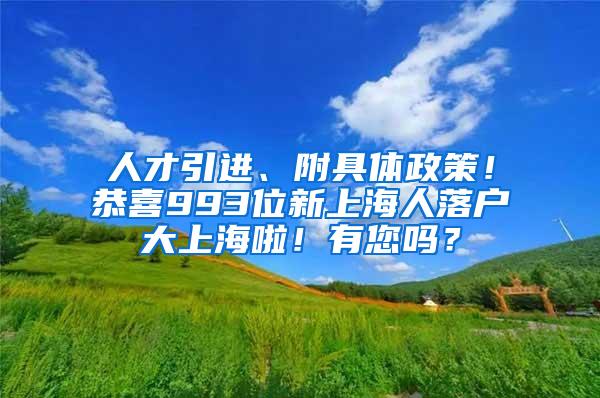 人才引进、附具体政策！恭喜993位新上海人落户大上海啦！有您吗？