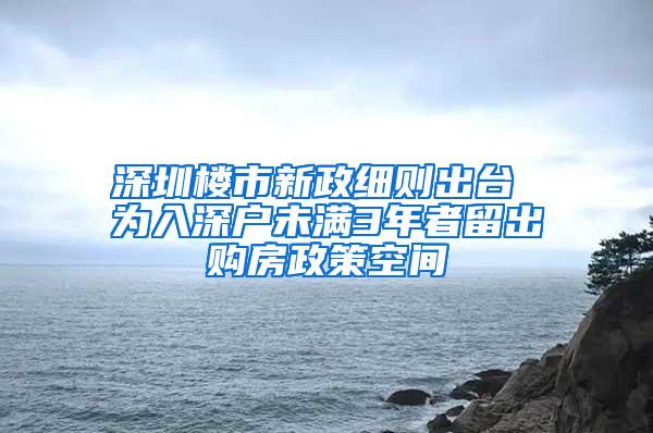 深圳楼市新政细则出台 为入深户未满3年者留出购房政策空间