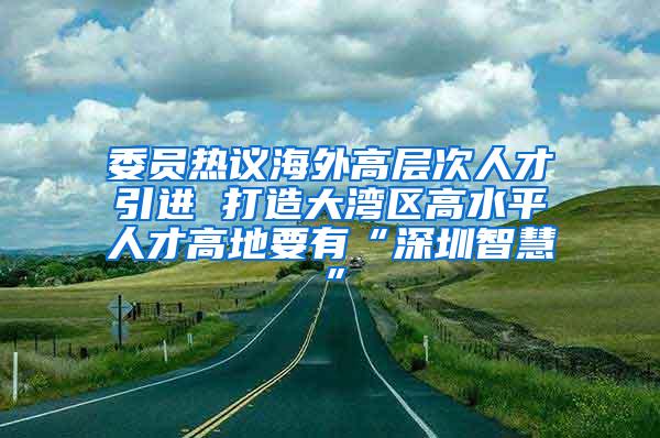 委员热议海外高层次人才引进 打造大湾区高水平人才高地要有“深圳智慧”