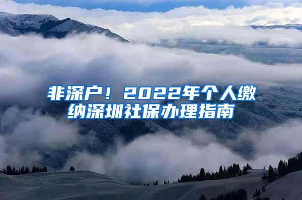 非深户！2022年个人缴纳深圳社保办理指南