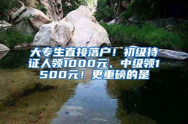 大专生直接落户！初级持证人领1000元、中级领1500元！更重磅的是