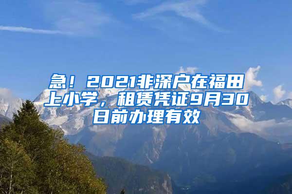 急！2021非深户在福田上小学，租赁凭证9月30日前办理有效